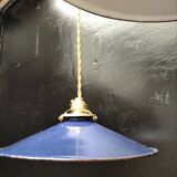 Blue enameled sheet metal pendant lights