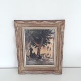 Gouache painting on cardboard signed a.Bernier - Framed under glass - 1970-80