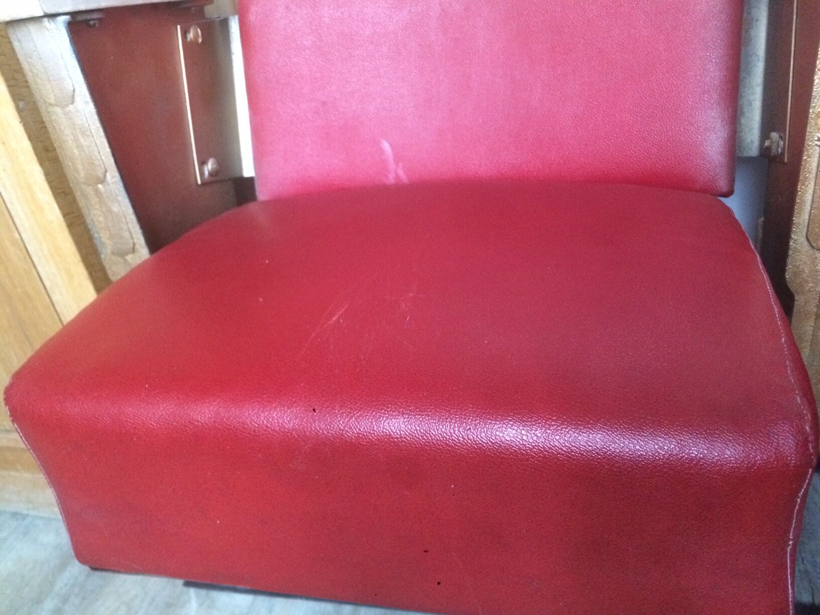 Pair of red skai leather cinema chairs