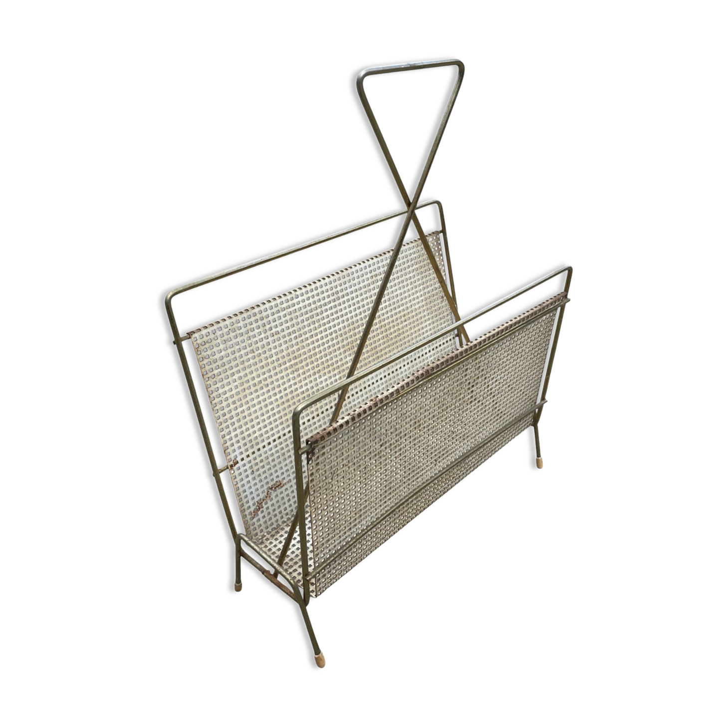 Vintage magazine rack 60s brass design