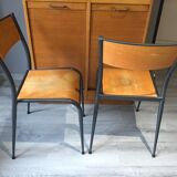 6 chaises scolaire vintage pieds compas