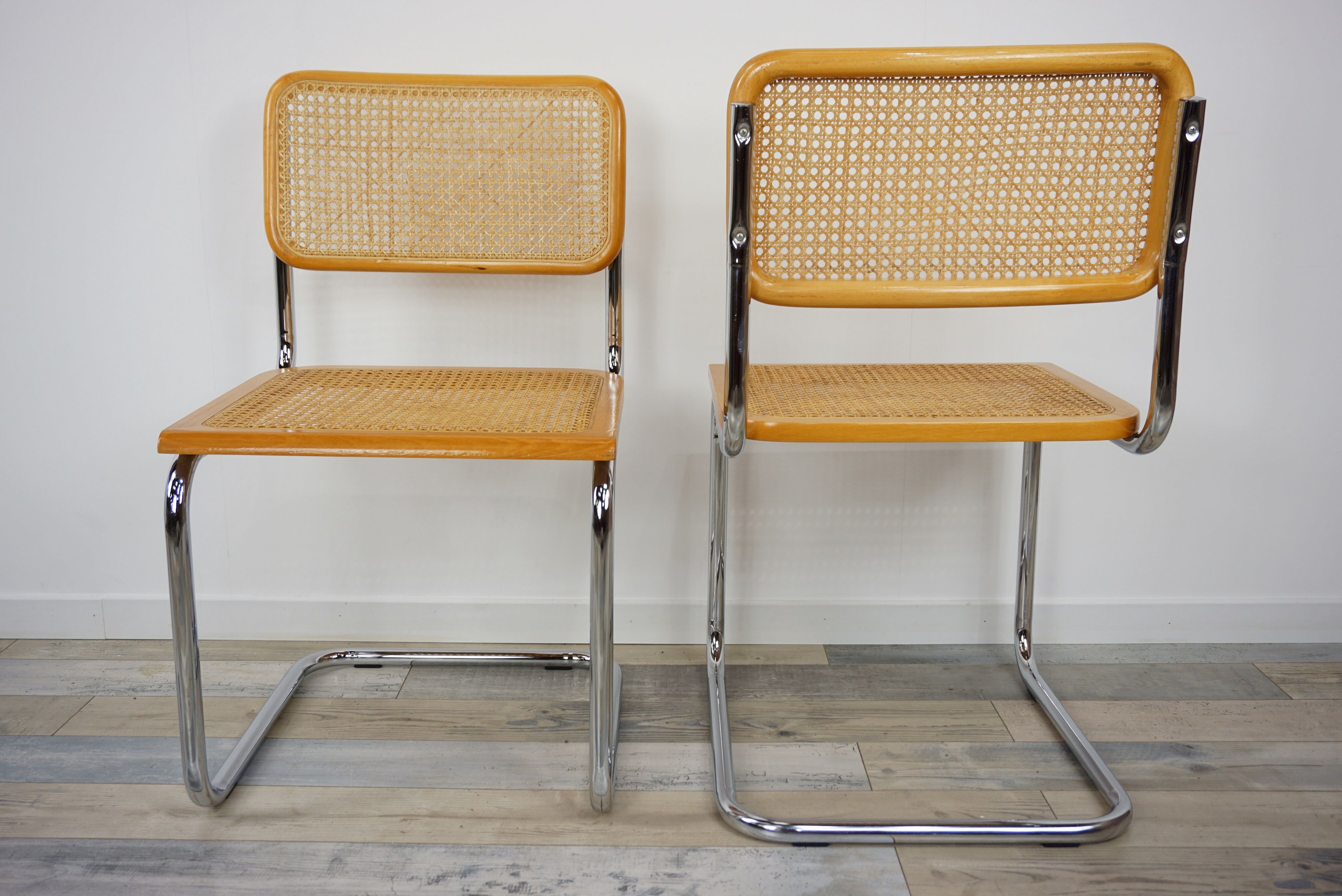 Following 4 B32 Marcel Breuer Cesca chairs