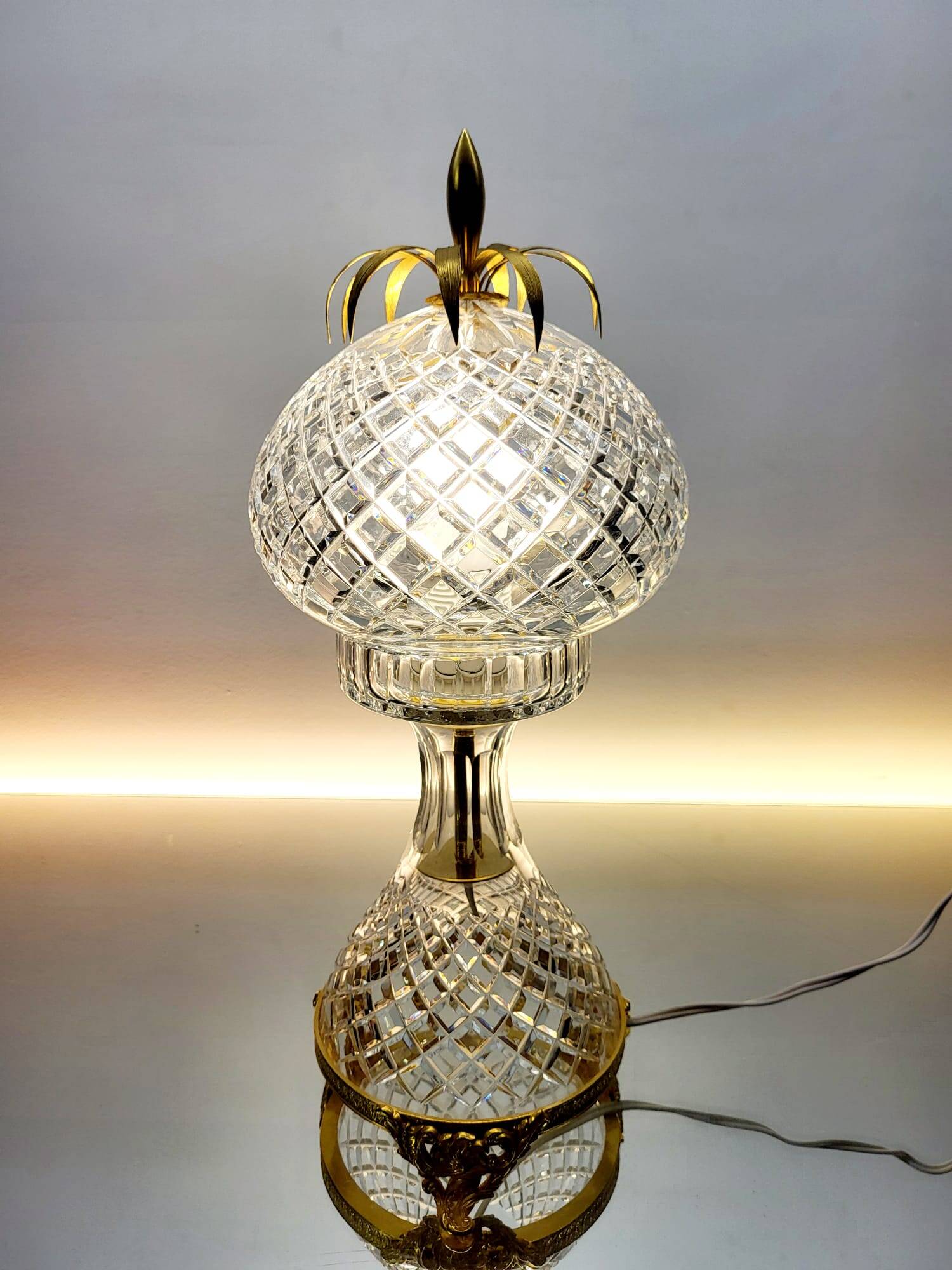 Val Saint Lambert kristallen tafellamp – vintage ananasvorm 1960-1970