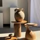 Petrified wood catchall or dish in light grey with rings D27x25 -3320
