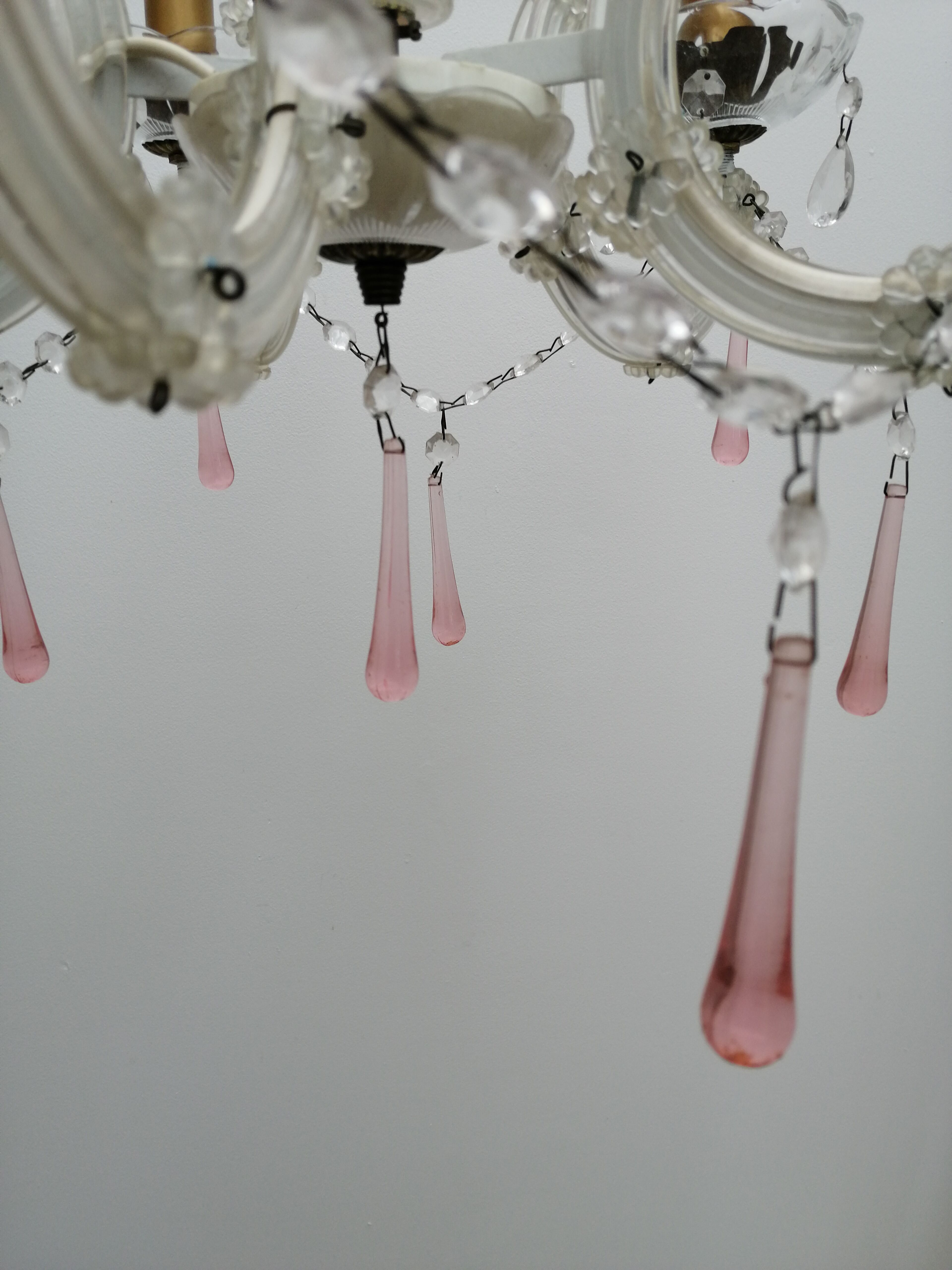 Pink stamps chandelier