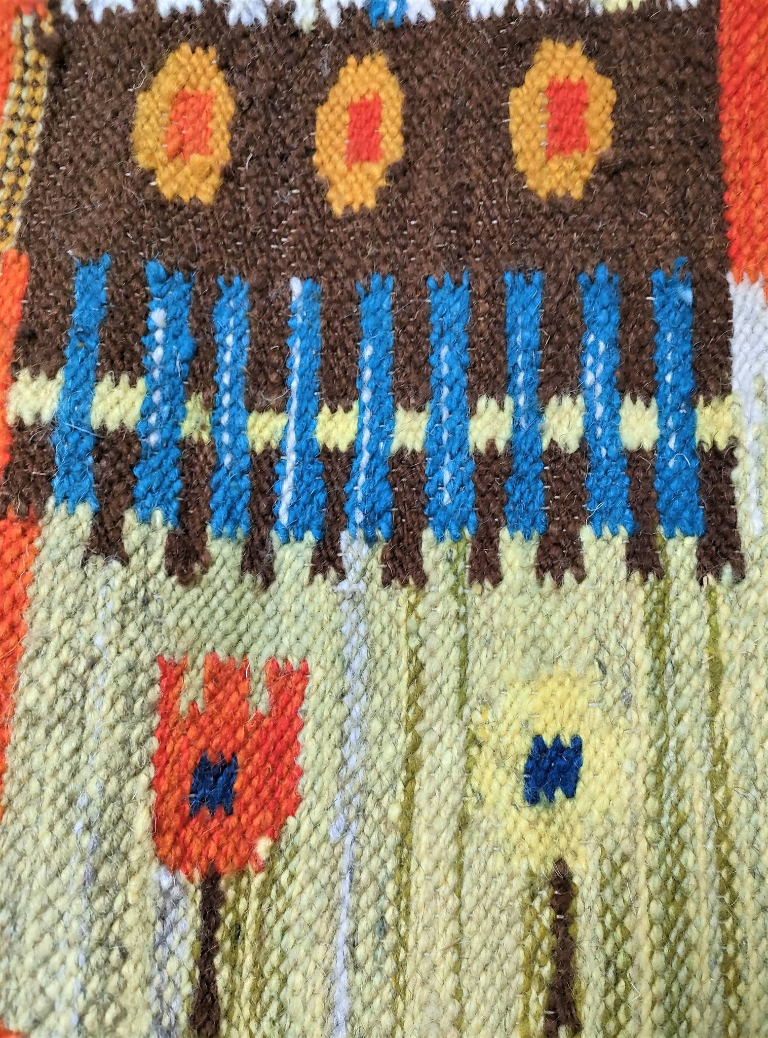 Tapisserie kilim fait main artisanat polonais années 70