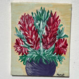 Still life bouquet of flowers painting on canvas signed Morent