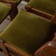 Brutalist Oak Razorback Dining Chairs with Green Velvet, 1970s, Set of 4