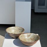 Duo of ceramic bowls interior glazed exterior matt raw earth
