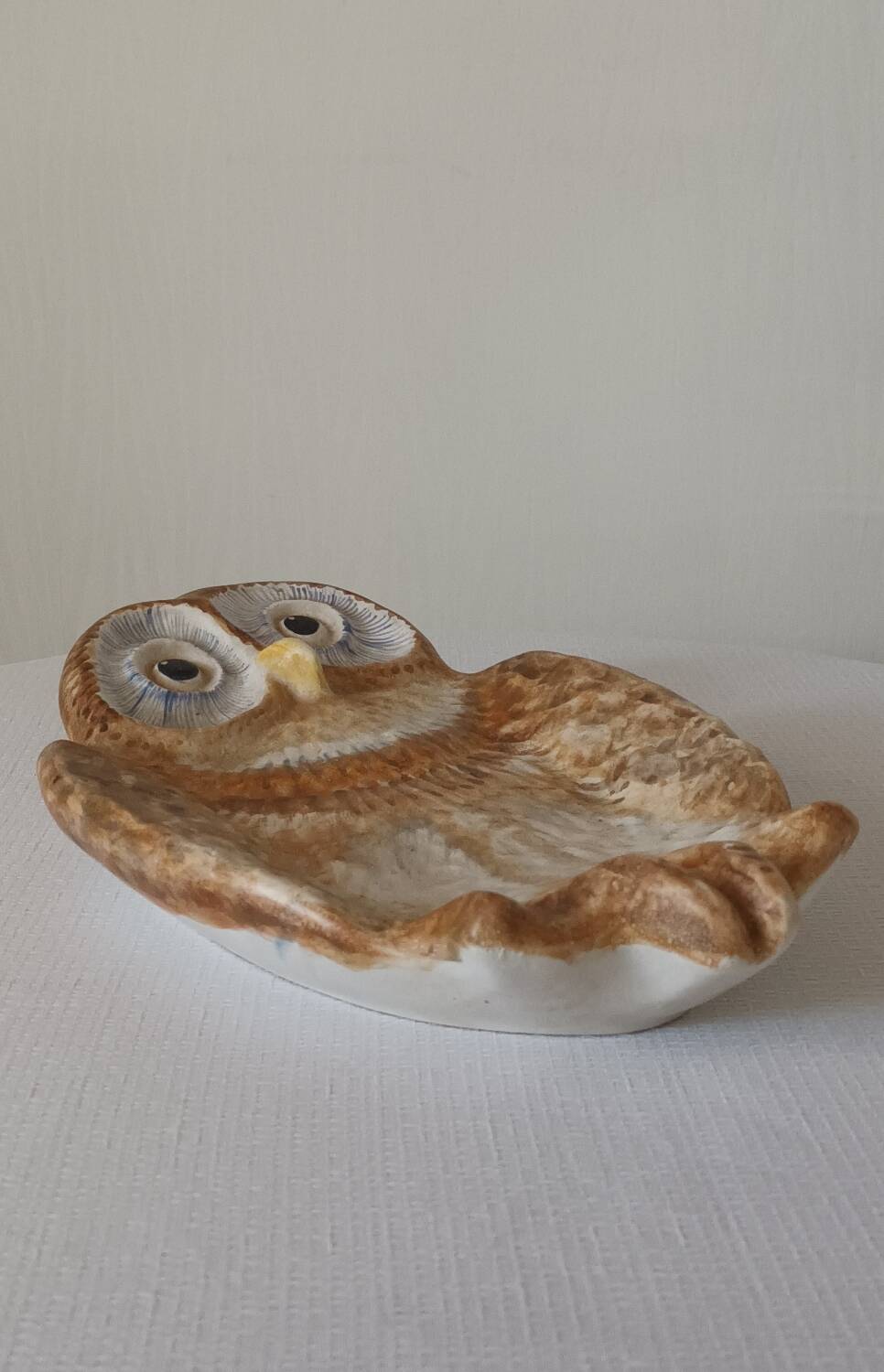 Vintage Vallauris ceramic owl trinket tray
