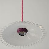 Pleated opaline suspension, pink cord