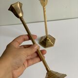 Pair of brass candle holders