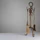 Sculptural Gilded Wrought Iron Fireplace Tool Set, 1960s