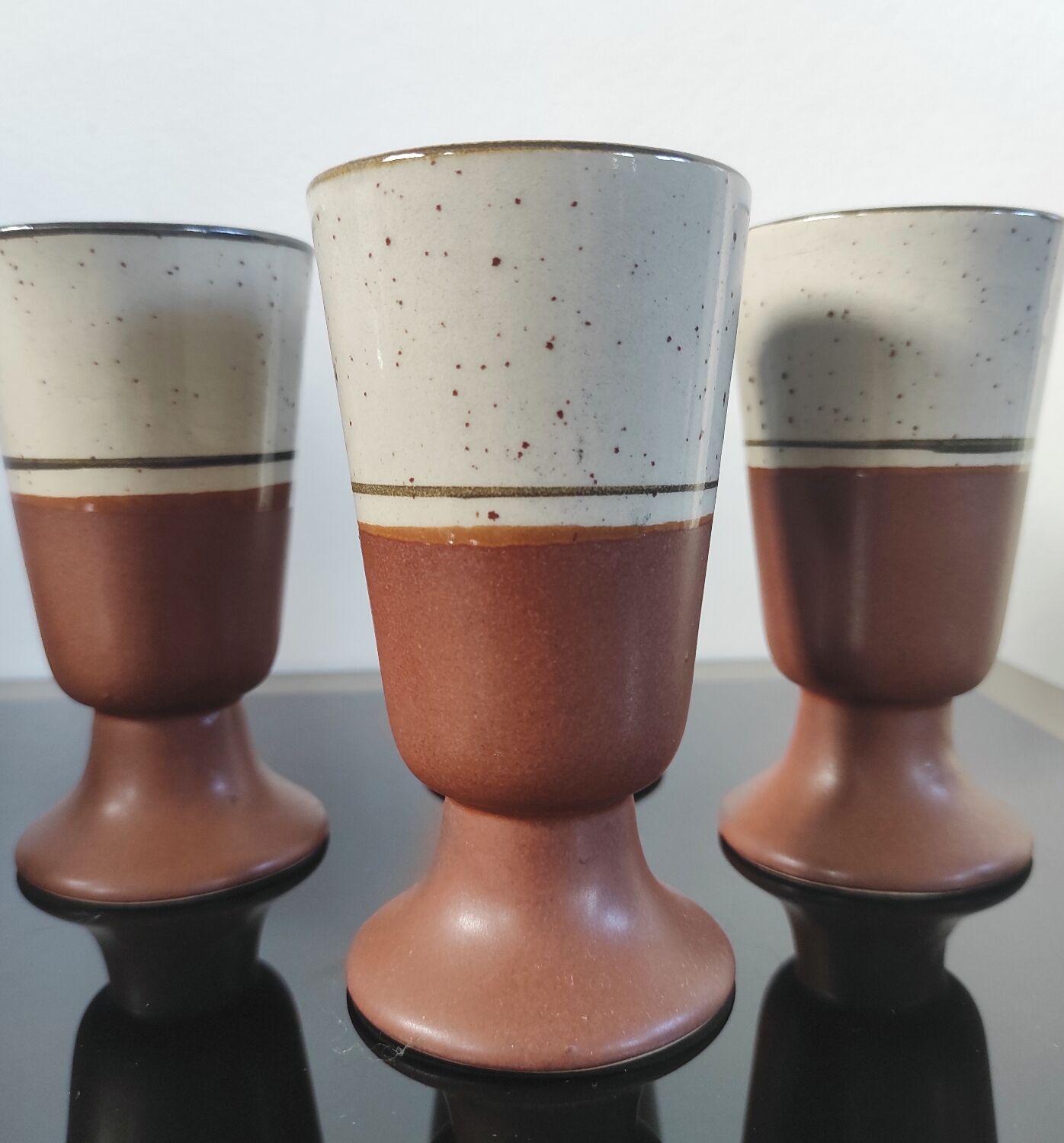 Vintage ceramic set – Jug & 4 footed glasses 70s - Korea