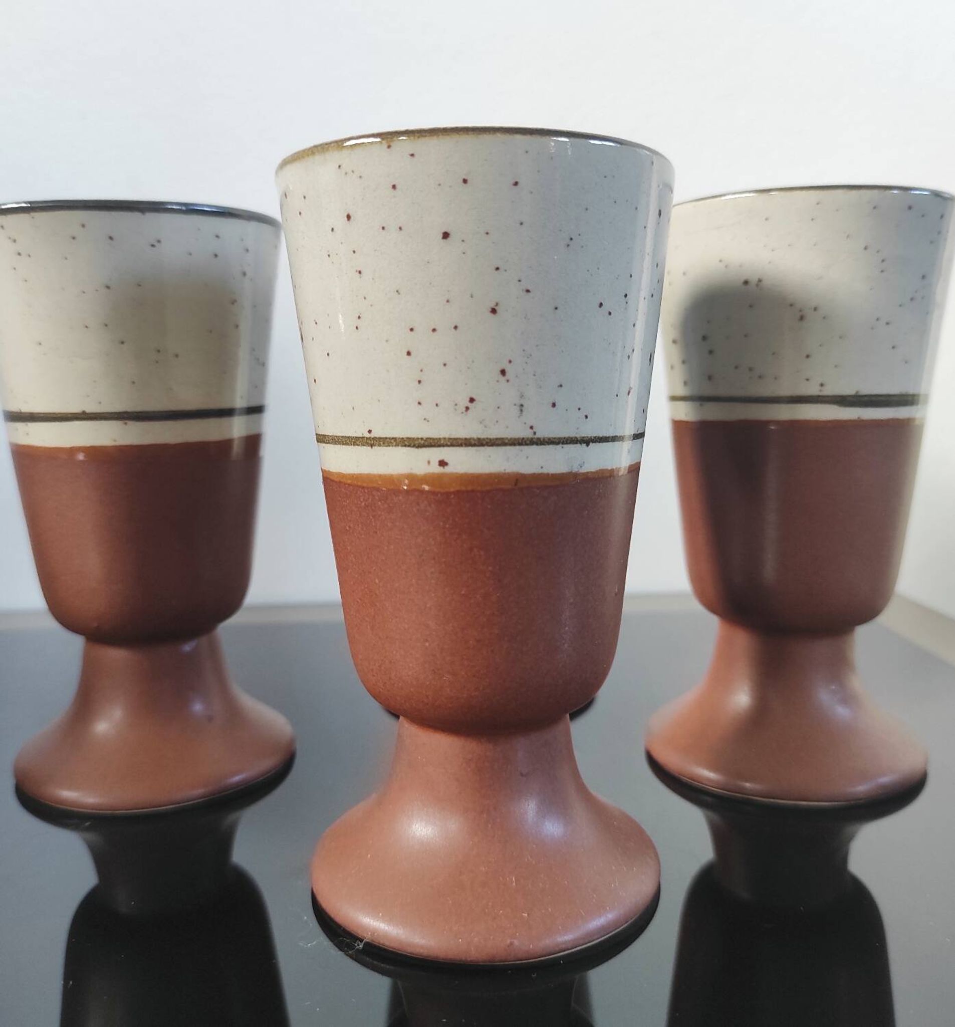 Vintage ceramic set – Jug & 4 footed glasses 70s - Korea
