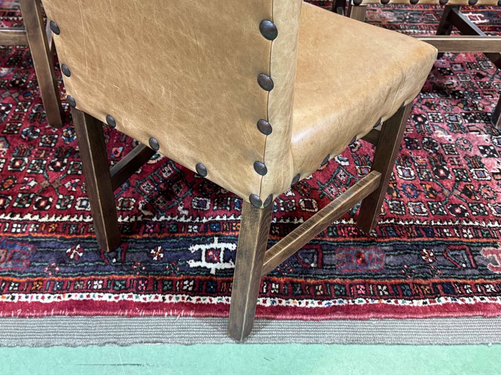 Set of 4 English beech chairs with faux leather from the 1980s.