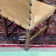 Set of 4 English beech chairs with faux leather from the 1980s.
