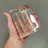 Pukeberg Walther Glass rectangular “solifleur” glass vase with one stem.