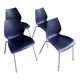 Ensemble de 4 chaises Kartell Maui — Sièges en polypropylène bleu marine, pieds en chrome, par Vico Magistretti