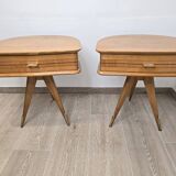 Paire de table de chevet vintage tripode années 50