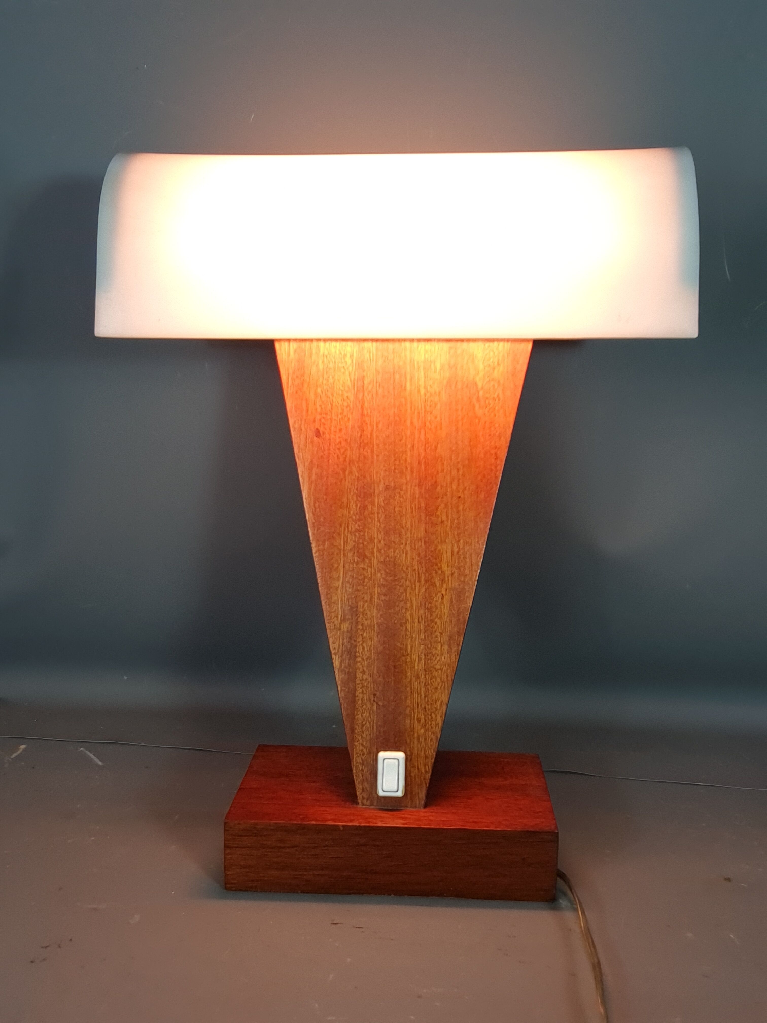 Table lamp in wood and plexiglass vintage 70/80s