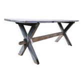 Table ferme  vintage en bois 2m, pieds en x