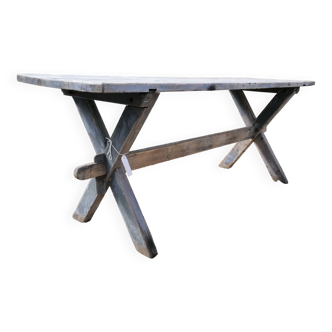 Table ferme  vintage en bois 2m, pieds en x