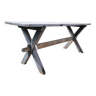 Table ferme  vintage en bois 2m, pieds en x