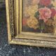 Antique Table XIX – Bouquet of Roses – Oil – Sculpted Gilded Frame