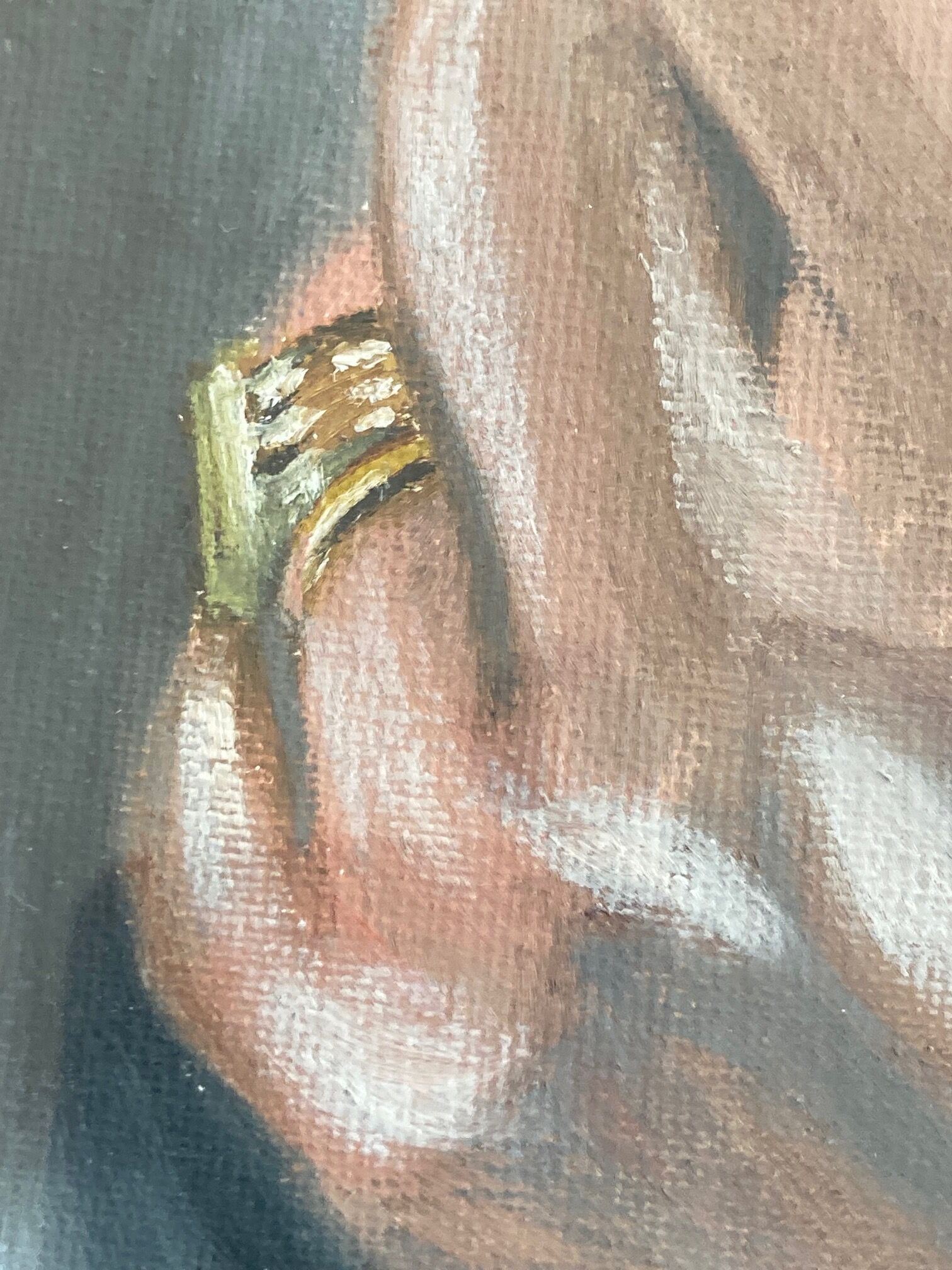 Painting clenched fist, signet ring and rolex