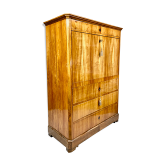 Biedermeier right secretary in cherry veneer, Circa 1820
