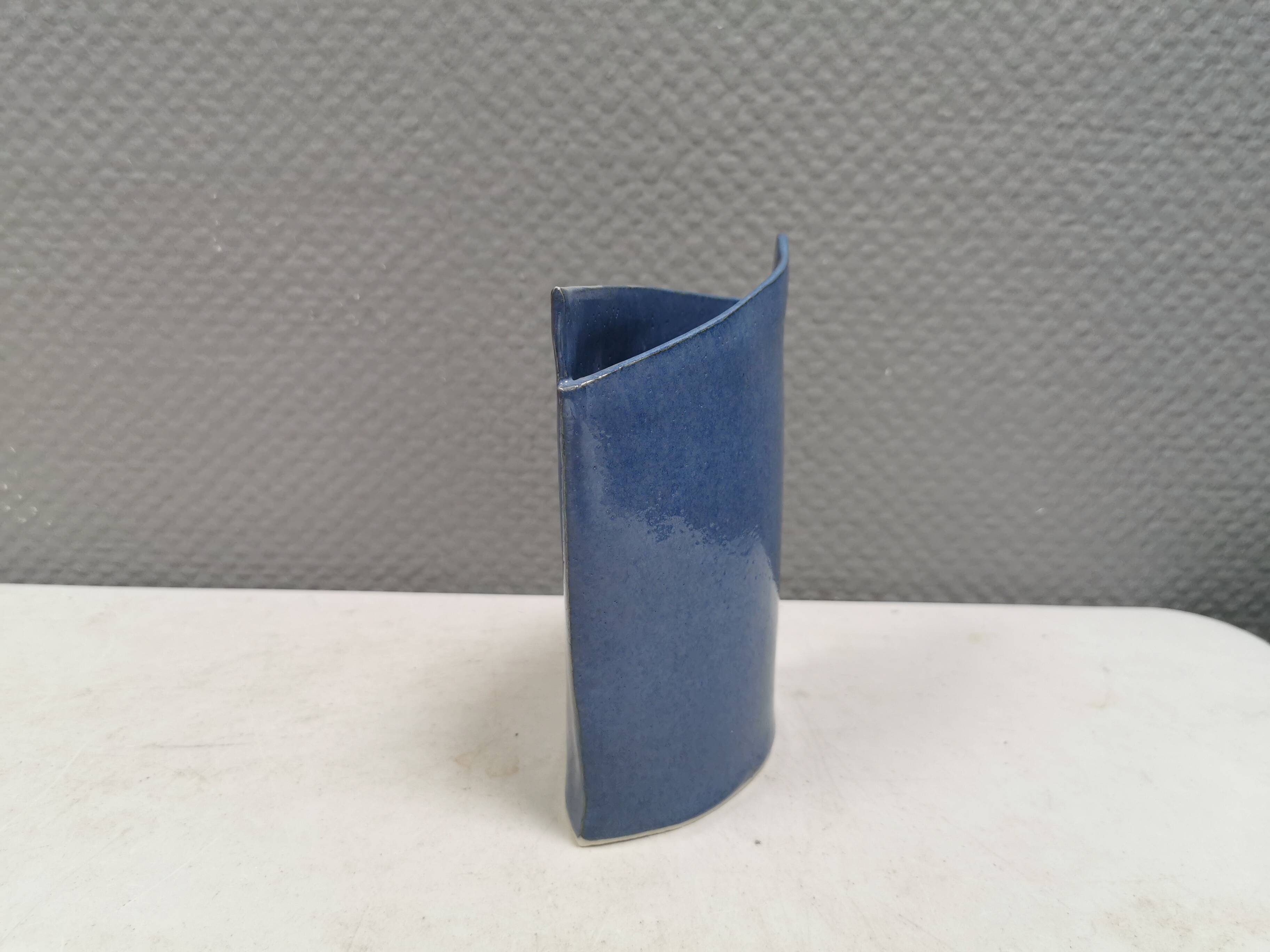 Handmade earthenware vase, with a beautiful light blue glaze. Denmark 1980s