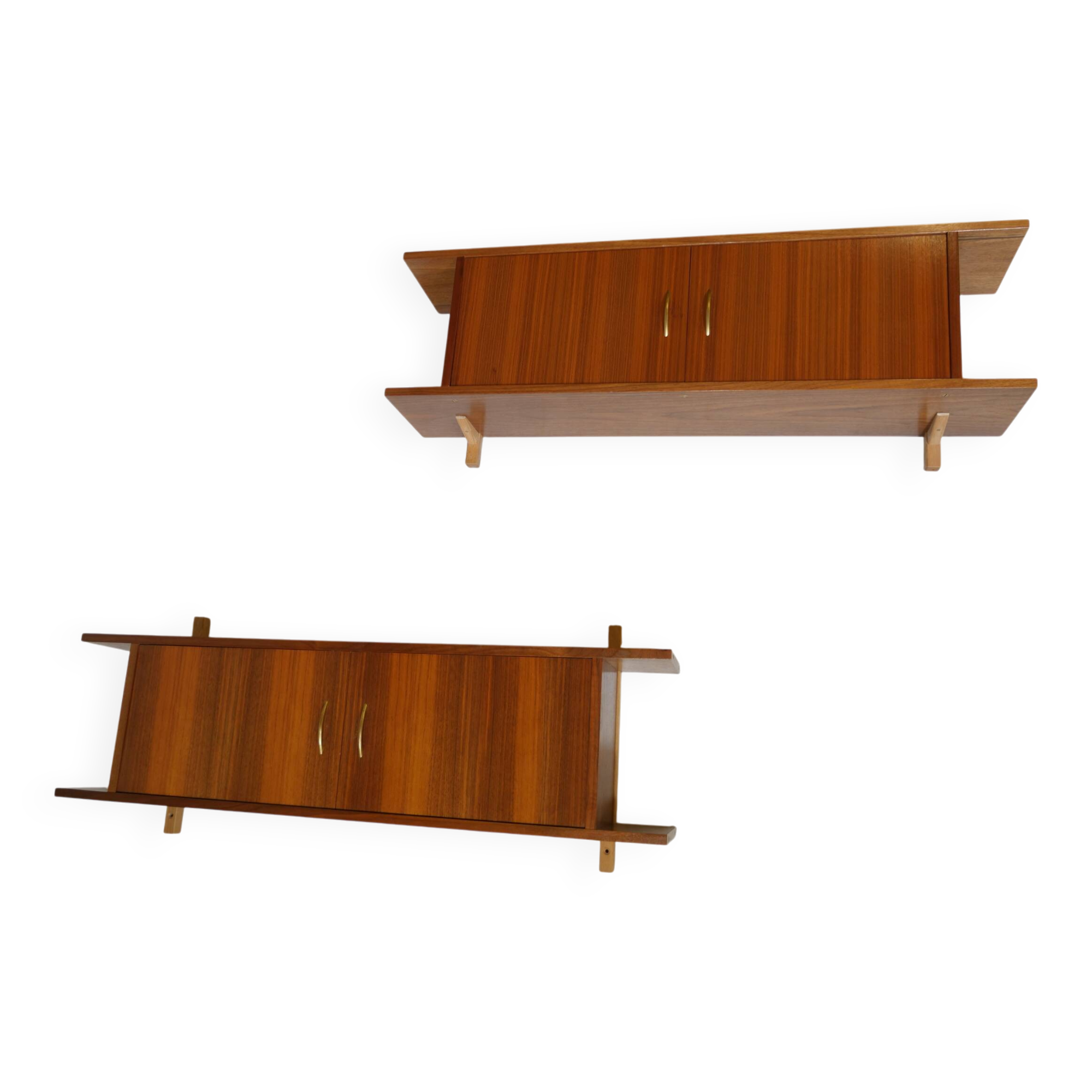 1960s Vintage Wall Shelves Walnut