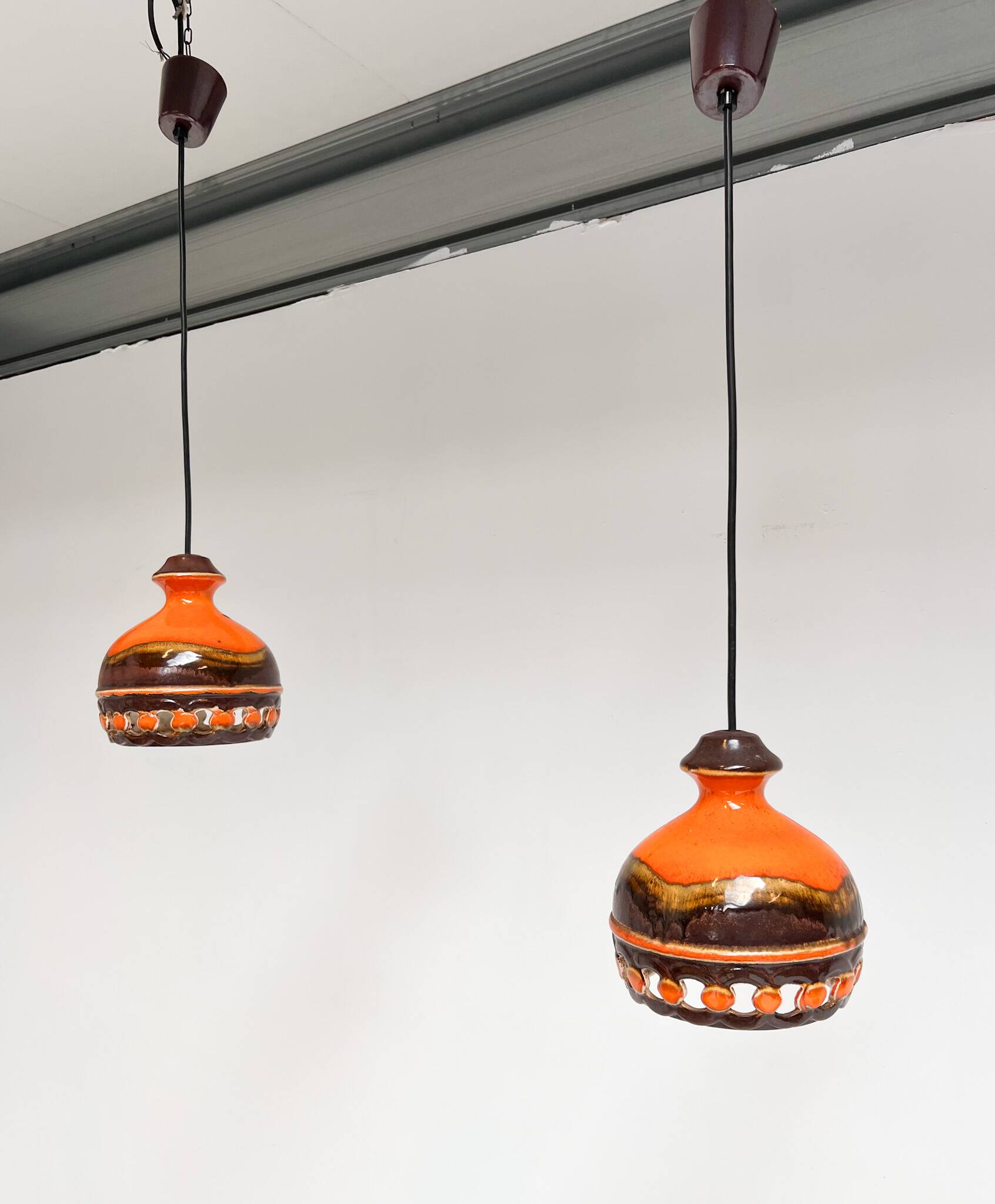 Set of 2 ceramic ceiling lamps by PAN Leuchten, 1970s