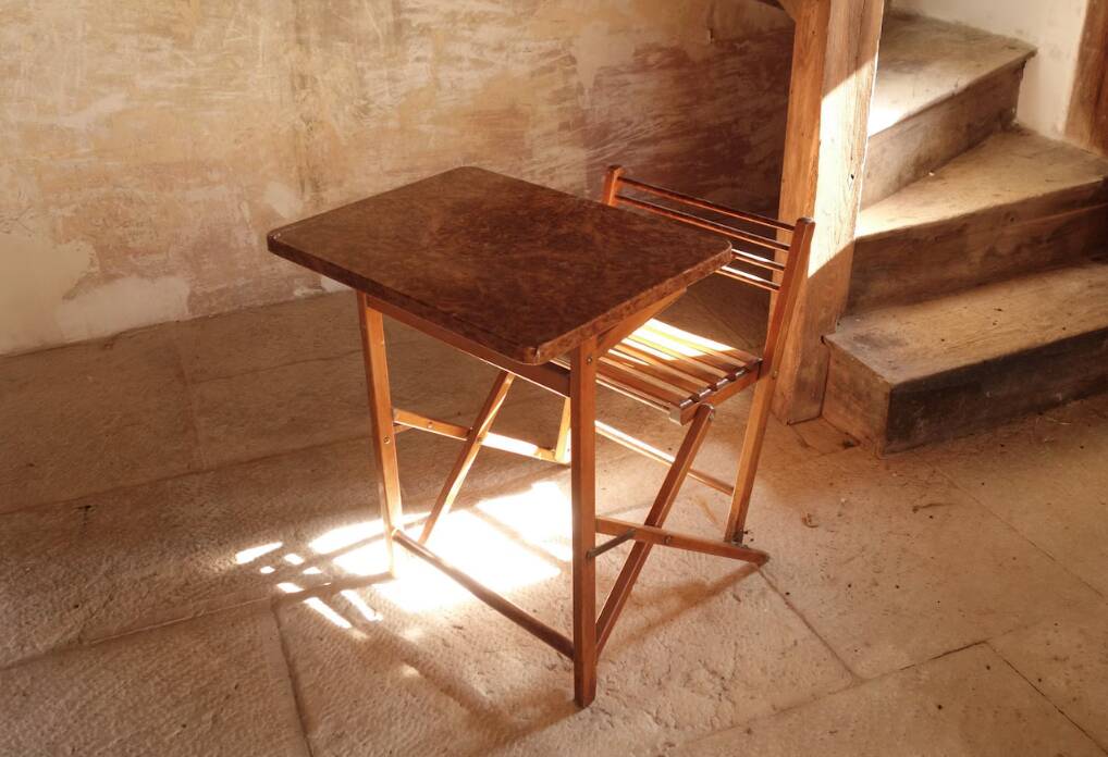 Foldable school desk from the 70s.