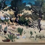 Painting by Pierre Gontard Landscape of Provence vintage 1960