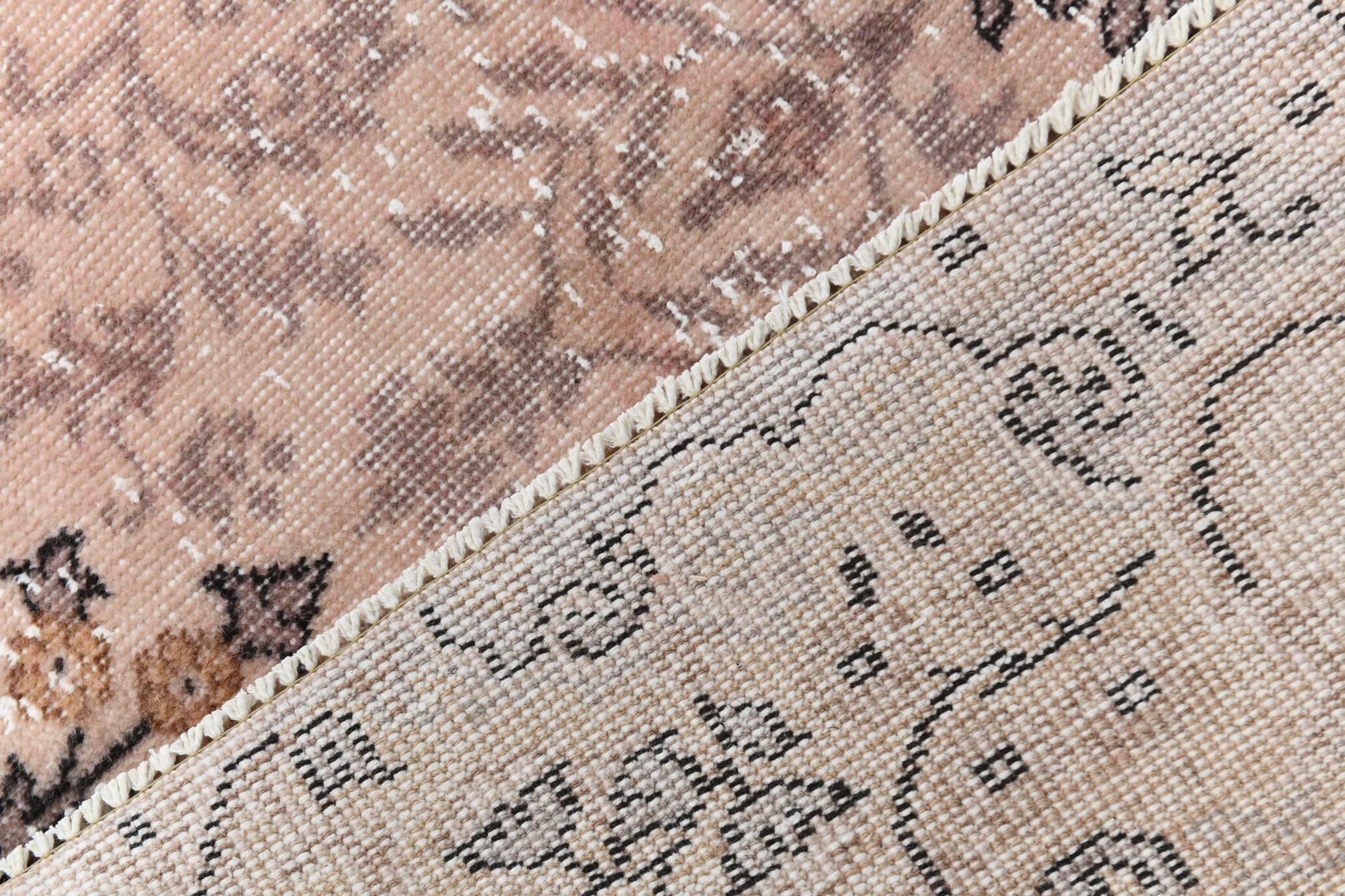 Pink Rug  266x173 cm Pastel Pink Vintage Carpet , Hand Made Wool Carpet.