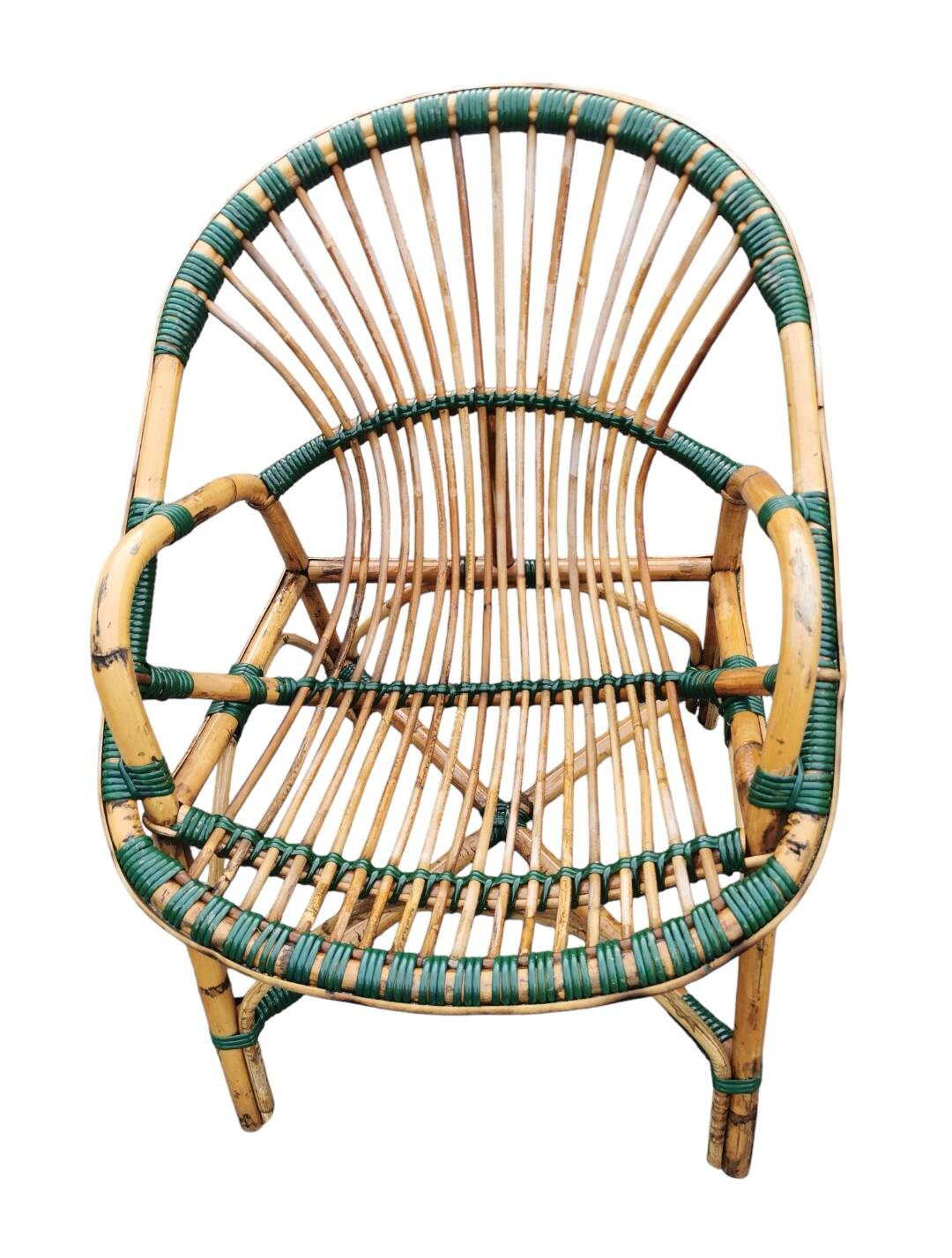 Pair of rattan basket armchairs