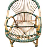 Pair of rattan basket armchairs