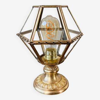 Lamp in brass, bronze and glass