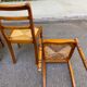 4 chaises de salle à manger en bois massif paillées 80s