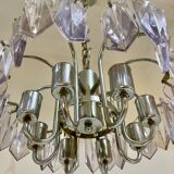 Kinkeldey chandelier with iridescent glass and chrome structure, Austria 1970s
