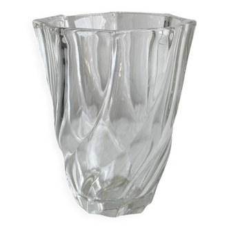 thick twisted glass vase.