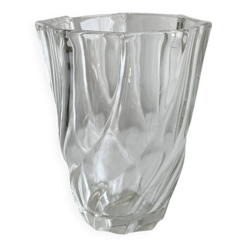 thick twisted glass vase.