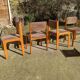 Series of 4 Scandinavian beech chairs with velvet seats