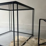 coffee table in wired metal and black smoked glass, 1970 design