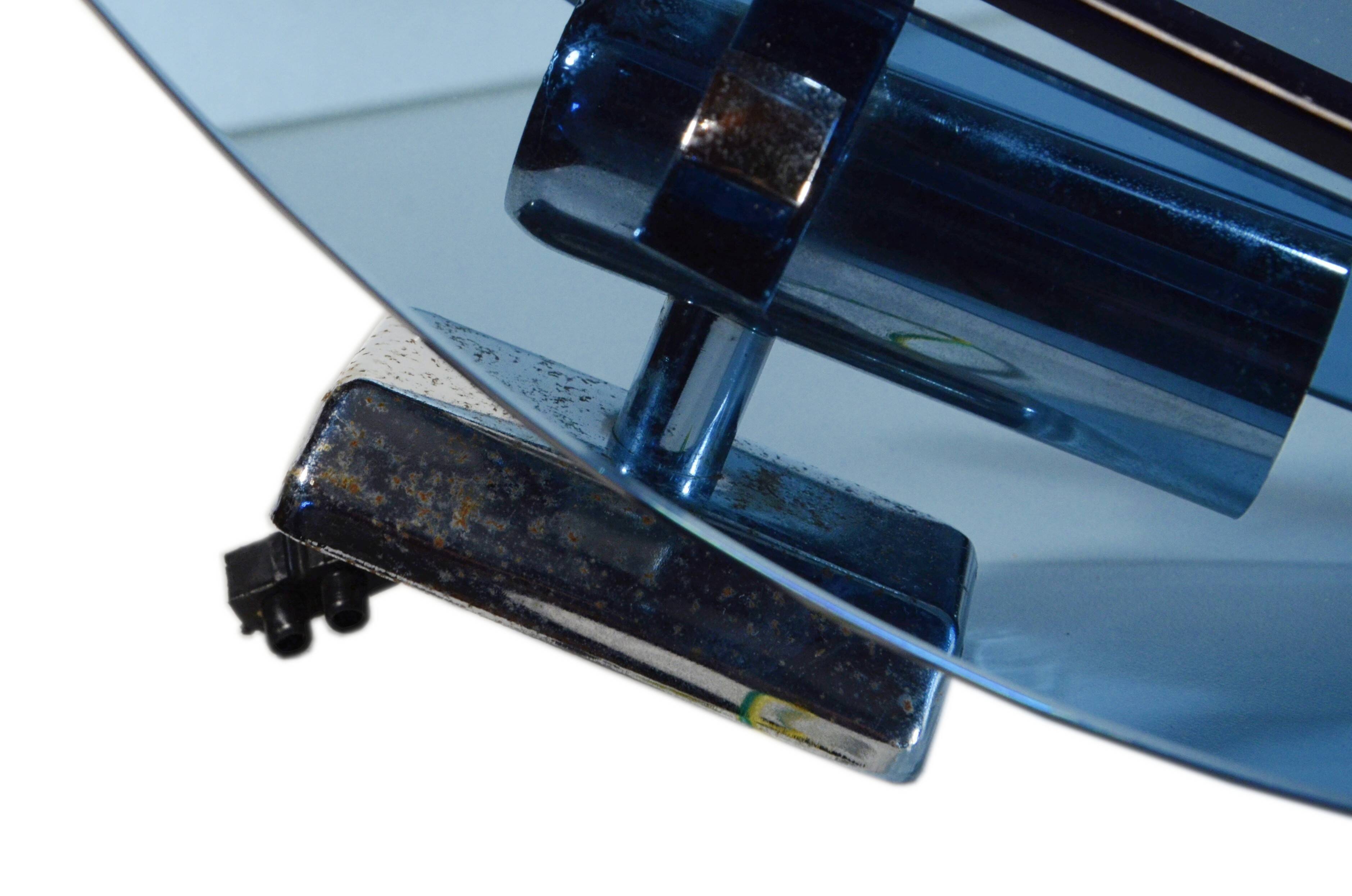 Blue wall sconces attributed to Fontana Arte, 1970.