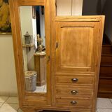 Asymmetrical raw wood wardrobe