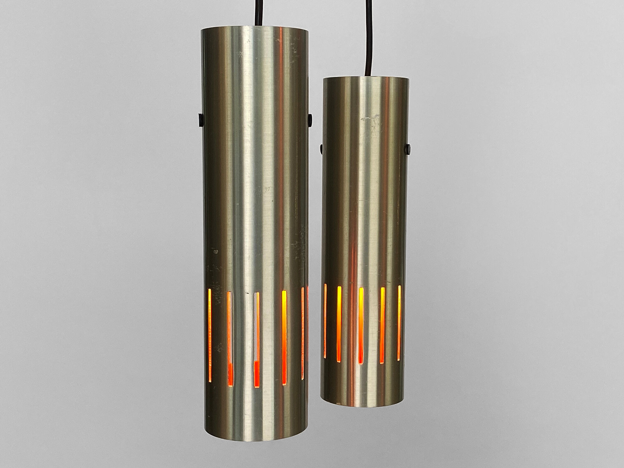 Pair of pendant lights "Trombone" by Jo Hammerborg for Fog & Mørup. Denmark 1960s