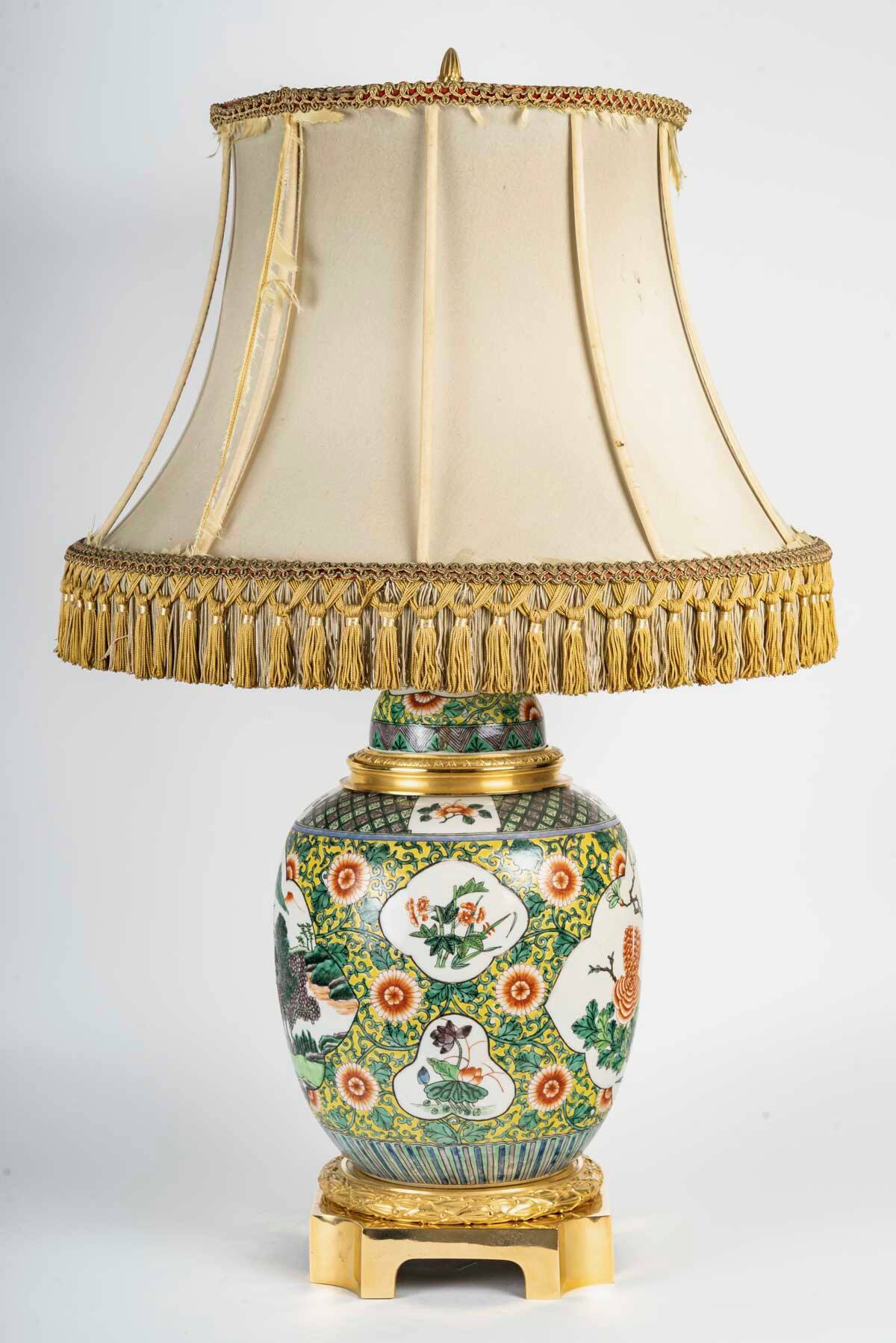 Samson Porcelain Lamp in Chinese Style, 19th Century